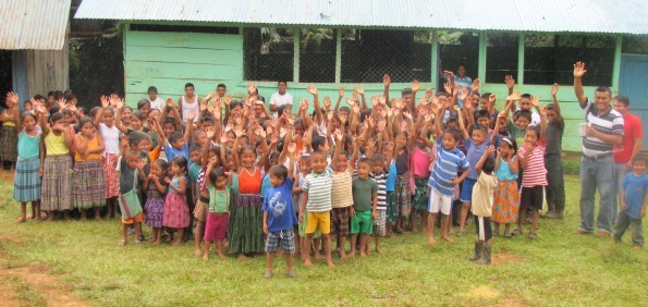 Mayan Q'eqchi' schoolchildren in the village of Cerro Blanco