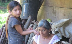 mother and daughter outside of home