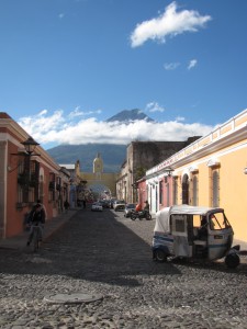 view of volcan de agua from Antigua Guatemala