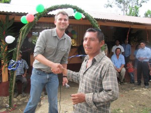 Delivery of keys to new mayan village junior high school in Rio Dulce