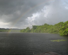 Rainbow over lagoon in Lagunita Salvador