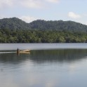Mayan paddling cayuco near Rio Dulce